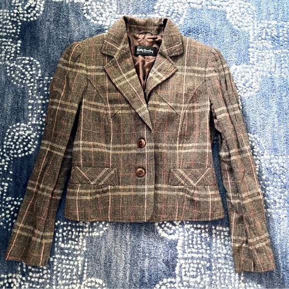 🍂 BETTY BARCLAY GREY RED PLAID WOOL BLEND BLAZER JACKET! - Picture 6 of 15